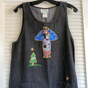 Women’s Black Denim Holiday Jumper size L